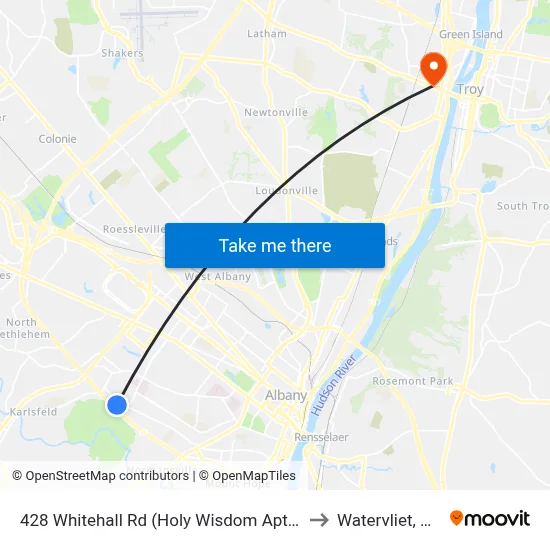 428 Whitehall Rd  (Holy Wisdom Apts) to Watervliet, NY map