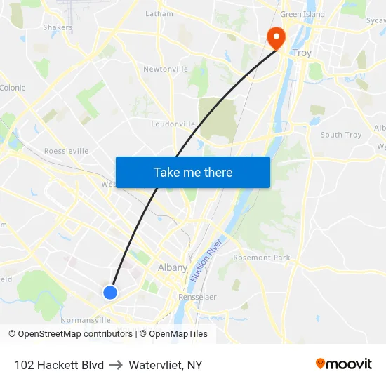 102 Hackett Blvd to Watervliet, NY map