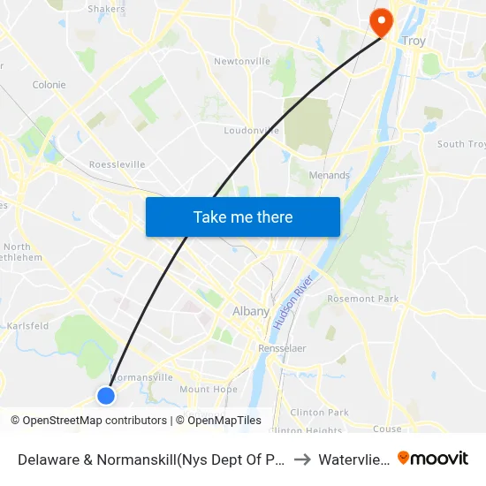 Delaware & Normanskill(Nys Dept Of Public Service) to Watervliet, NY map