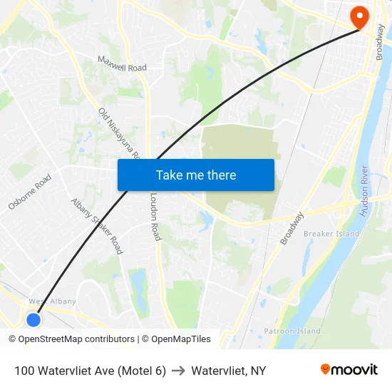 100 Watervliet Ave (Motel 6) to Watervliet, NY map