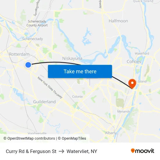 Curry Rd & Ferguson St to Watervliet, NY map