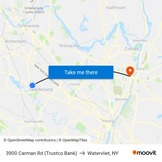 3900 Carman Rd (Trustco Bank) to Watervliet, NY map