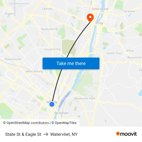 State St & Eagle St to Watervliet, NY map