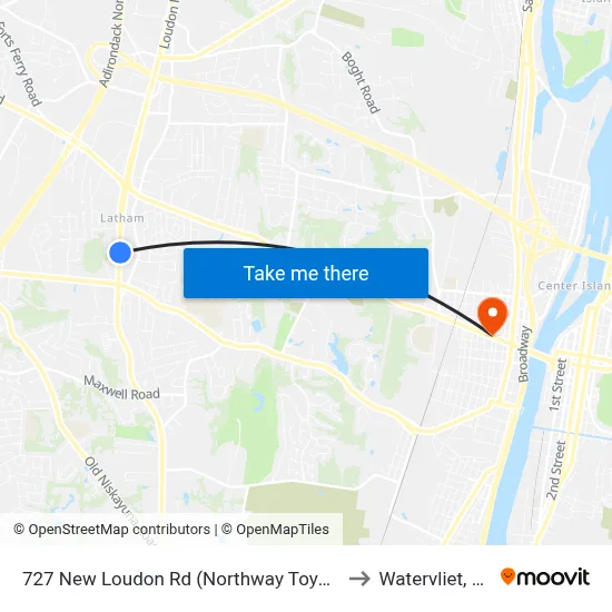 727 New Loudon Rd (Northway Toyota) to Watervliet, NY map