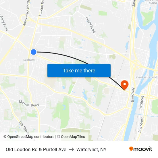 Old Loudon Rd & Purtell Ave to Watervliet, NY map