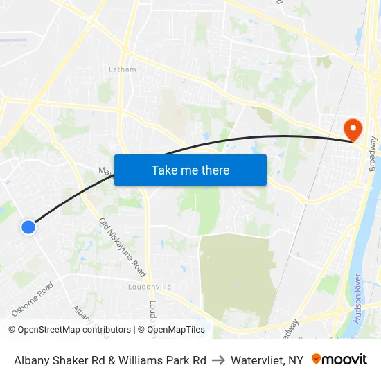 Albany Shaker Rd & Williams Park Rd to Watervliet, NY map