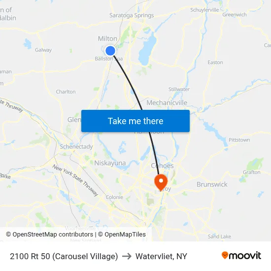 2100 Rt 50 (Carousel Village) to Watervliet, NY map