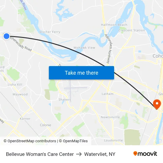 Bellevue Woman's Care Center to Watervliet, NY map