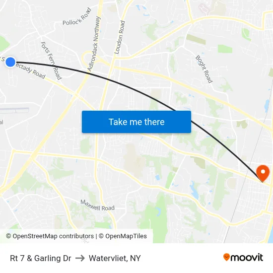 Rt 7 & Garling Dr to Watervliet, NY map
