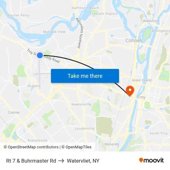 Rt 7 & Buhrmaster Rd to Watervliet, NY map