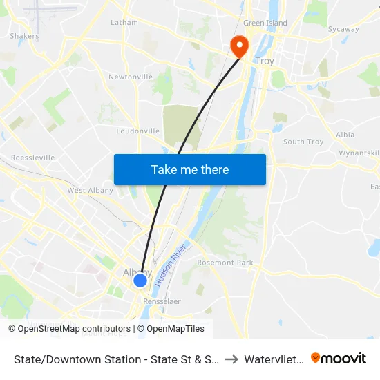 State/Downtown Station - State St & S. Pearl St to Watervliet, NY map