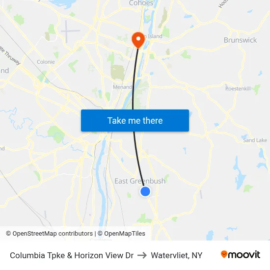 Columbia Tpke & Horizon View Dr to Watervliet, NY map