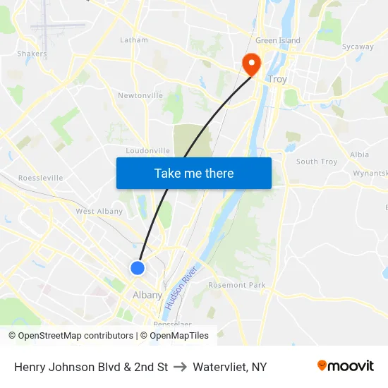 Henry Johnson Blvd & 2nd St to Watervliet, NY map
