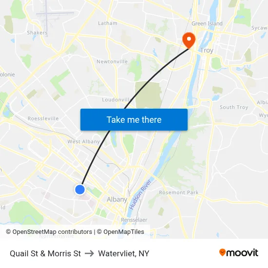 Quail St & Morris St to Watervliet, NY map