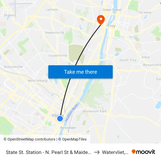 State St. Station - N. Pearl St & Maiden Lane to Watervliet, NY map