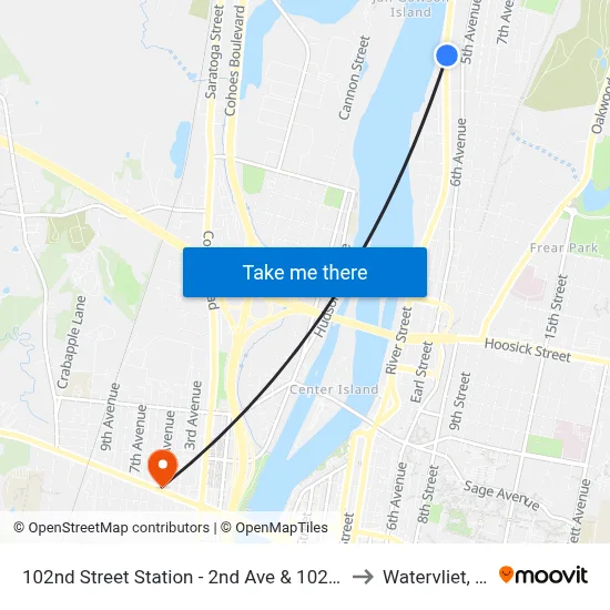 102nd Street Station - 2nd Ave & 102nd St to Watervliet, NY map