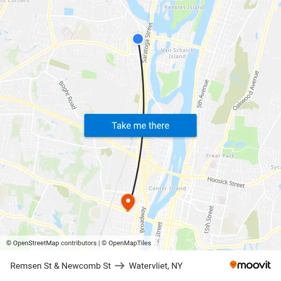 Remsen St & Newcomb St to Watervliet, NY map