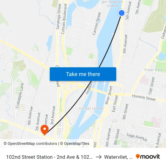 102nd Street Station - 2nd Ave & 102nd St to Watervliet, NY map