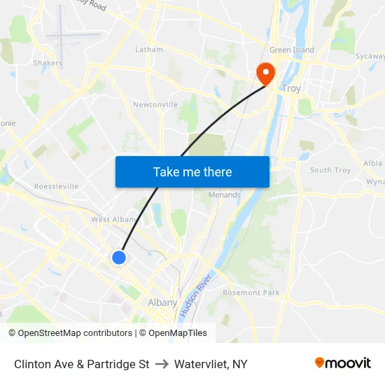 Clinton Ave & Partridge St to Watervliet, NY map