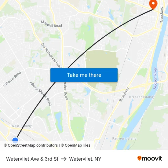 Watervliet Ave & 3rd St to Watervliet, NY map