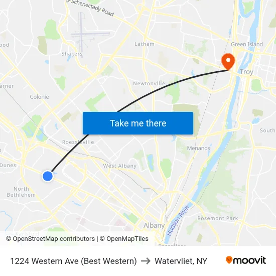 1224 Western Ave (Best Western) to Watervliet, NY map