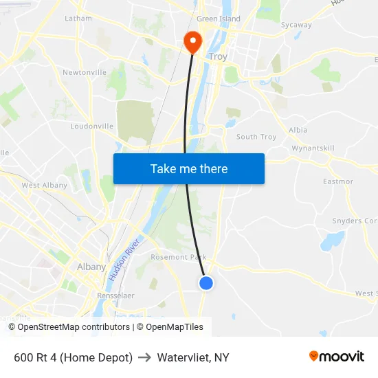 600 Rt 4 (Home Depot) to Watervliet, NY map