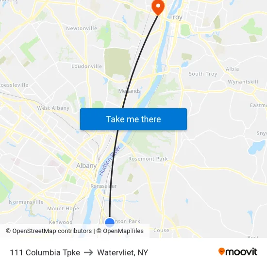 111 Columbia Tpke to Watervliet, NY map
