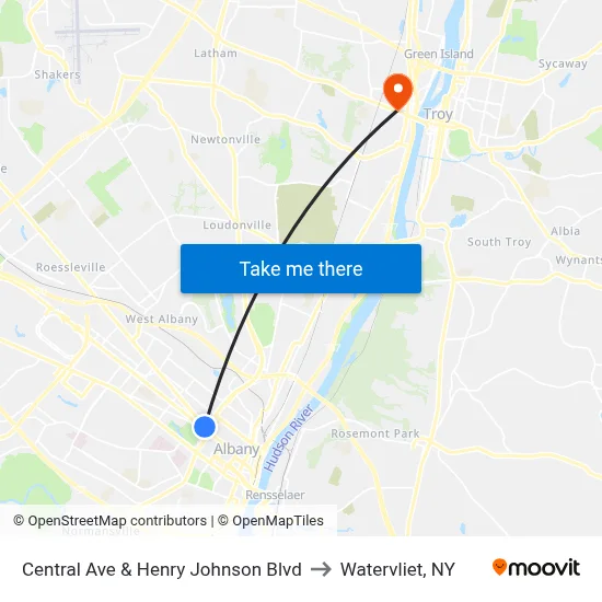Central Ave & Henry Johnson Blvd to Watervliet, NY map