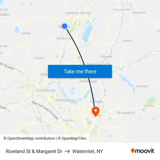 Rowland St & Margaret Dr to Watervliet, NY map