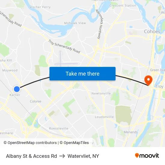 Albany St & Access Rd to Watervliet, NY map