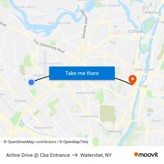 Airline Drive @ Cba Entrance to Watervliet, NY map