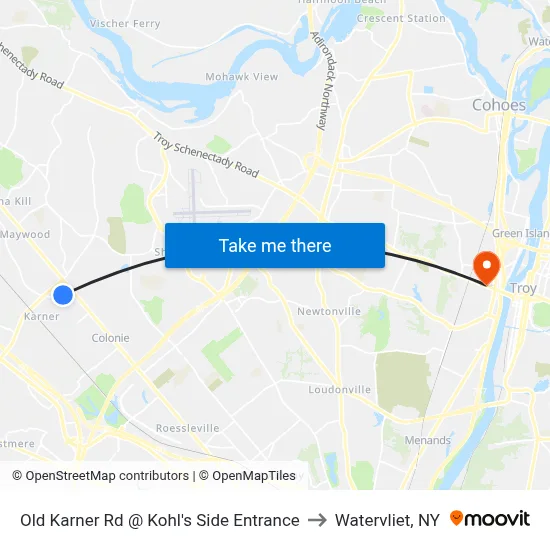 Old Karner Rd @ Kohl's Side Entrance to Watervliet, NY map