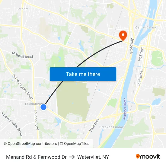 Menand Rd & Fernwood Dr to Watervliet, NY map