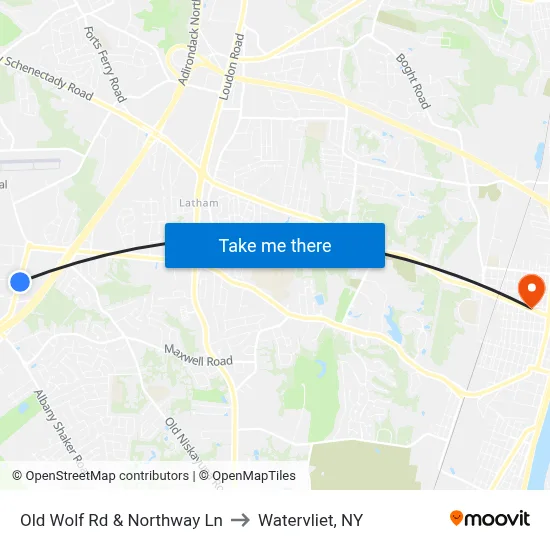 Old Wolf Rd & Northway Ln to Watervliet, NY map