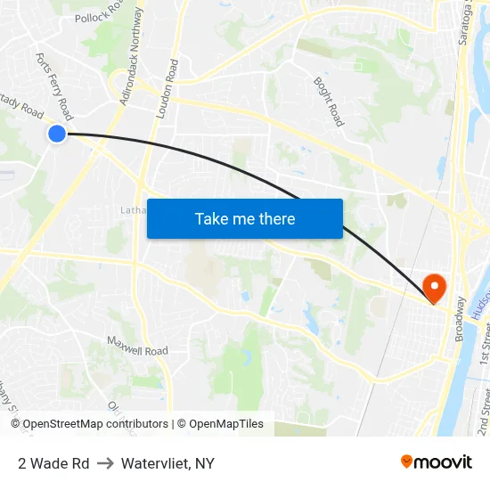 2 Wade Rd to Watervliet, NY map