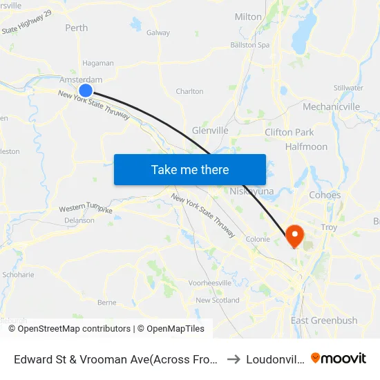 Edward St & Vrooman Ave(Across From 60 Edward St) to Loudonville, NY map