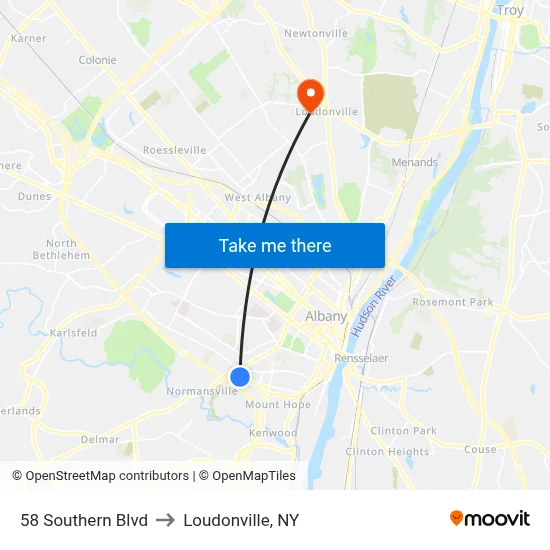 58 Southern Blvd to Loudonville, NY map