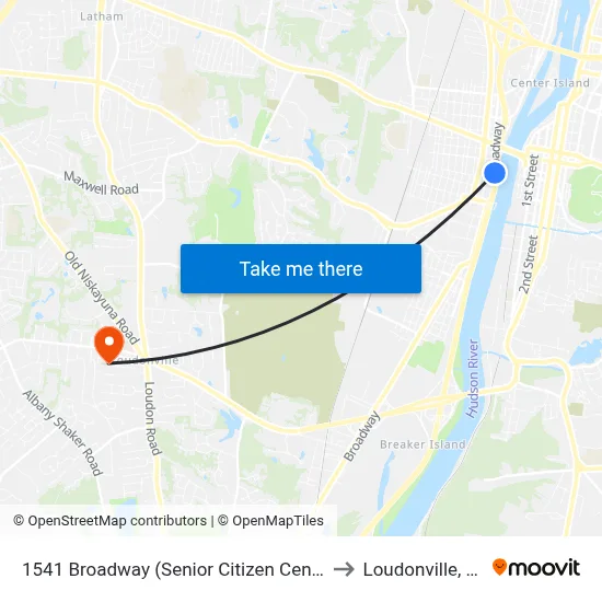 1541 Broadway (Senior Citizen Center) to Loudonville, NY map