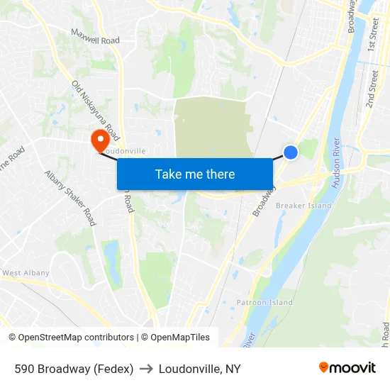 590 Broadway (Fedex) to Loudonville, NY map