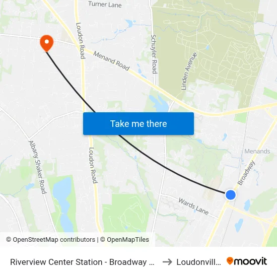 Riverview Center Station - Broadway & I-787 Exit 6 to Loudonville, NY map