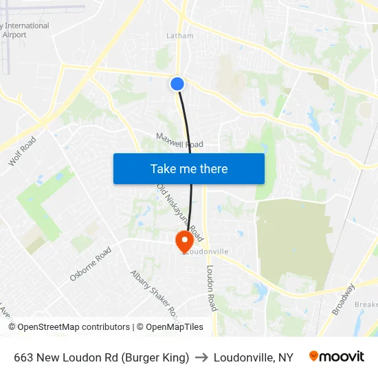 663 New Loudon Rd (Burger King) to Loudonville, NY map