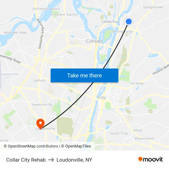 Collar City Rehab to Loudonville, NY map