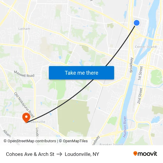 Cohoes Ave & Arch St to Loudonville, NY map