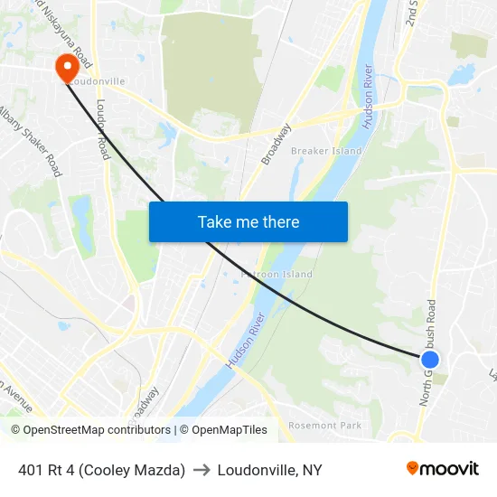 401 Rt 4 (Cooley Mazda) to Loudonville, NY map