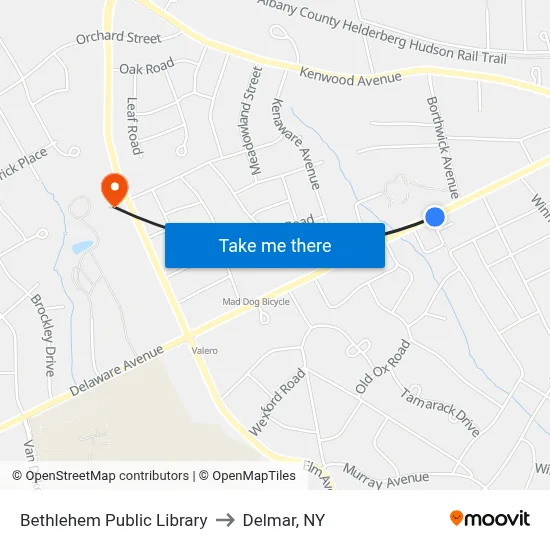 Bethlehem Public Library to Delmar, NY map