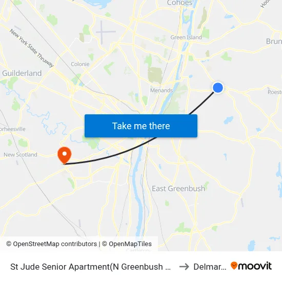 St Jude Senior Apartment(N Greenbush Shopping Bus) to Delmar, NY map