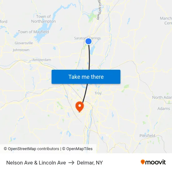 Nelson Ave & Lincoln Ave to Delmar, NY map