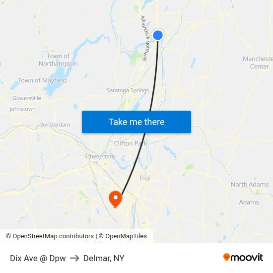 Dix Ave @ Dpw to Delmar, NY map