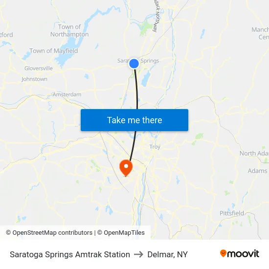 Saratoga Springs Amtrak Station to Delmar, NY map