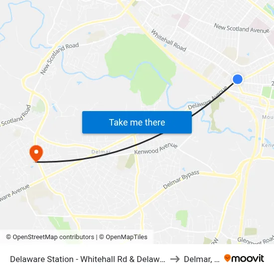 Delaware Station - Whitehall Rd & Delaware Ave to Delmar, NY map